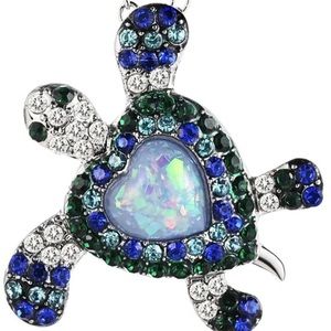New Beautiful Gem Encrusted Turtle Pendant Necklace